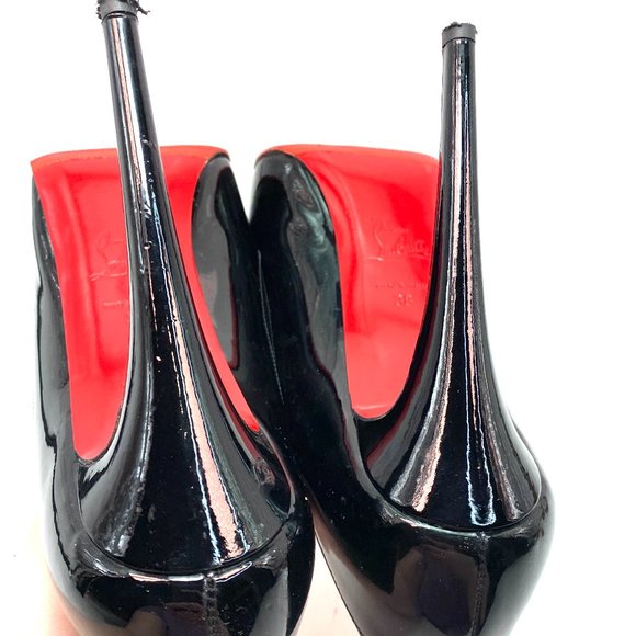 Christian Louboutin Asteroid 140 Black Patent Suede Heels 38 - Picture 12 of 15